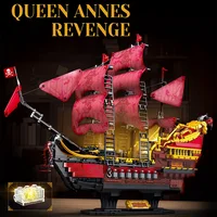 2088pcs Queen Annes Revenge Pirate Ship Building Blocks with LED Creative Red Pirate Boat Model Bricks Toys for Adult Kids Gifts 4