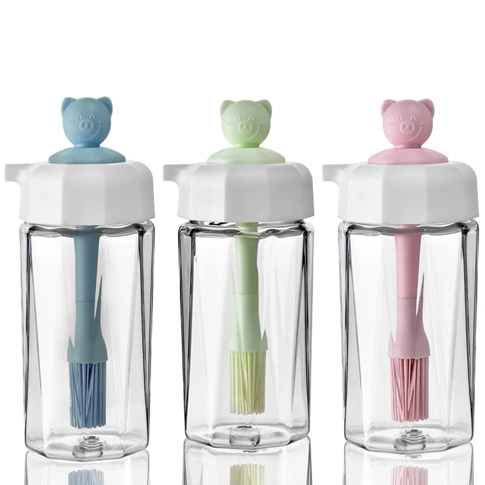 Cooking Oil Bottle With Silicone Brush Seasoning Sauce Bottle Glass Storage Bottles For Spice Glass Oil Container Kitchen Tools
