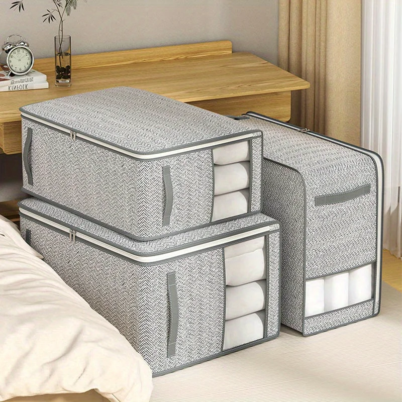 

Large Storage Bags with Handles Foldable Closet Organizer for Clothing, Blankets, Comforters, Bed Sheets, Pillows, and Toys