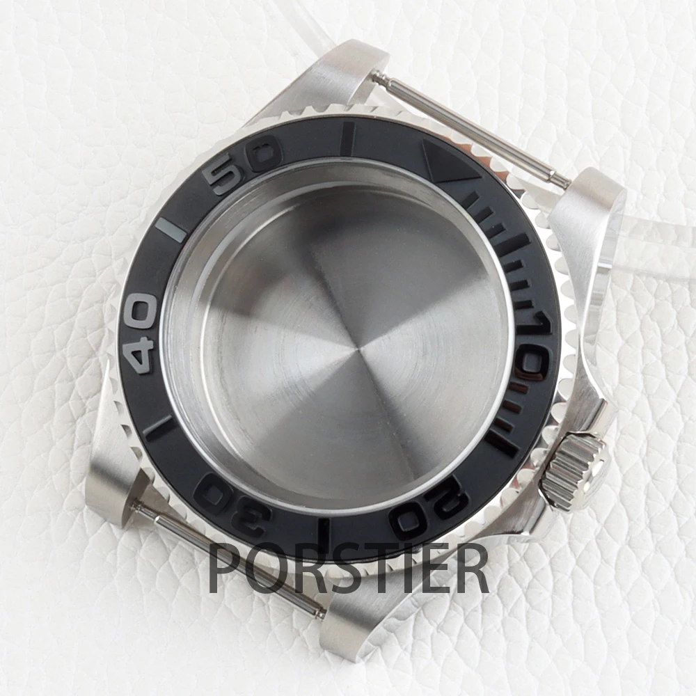 Stainless Steel 40mm Yacht Watch Case with Sapphire Glass & Rubber Strap - 100m Waterproof