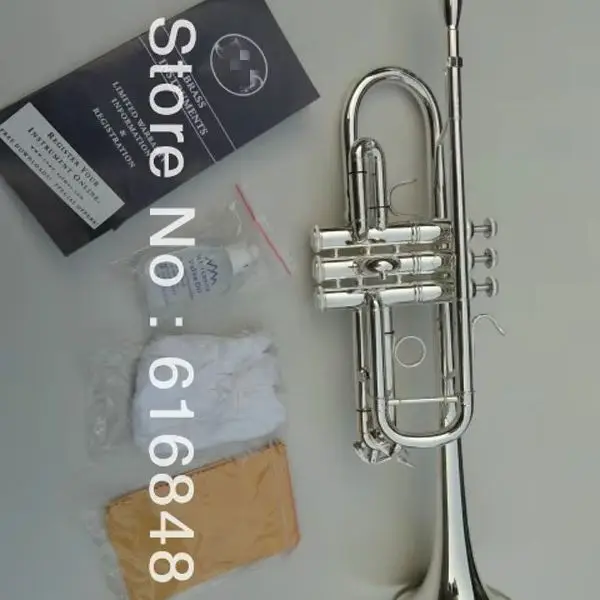 Silver Lacquer Brass Trumpet High Quality C 180SML-239 C Tune Student Musical Instrument with Mouthpiece And Case
