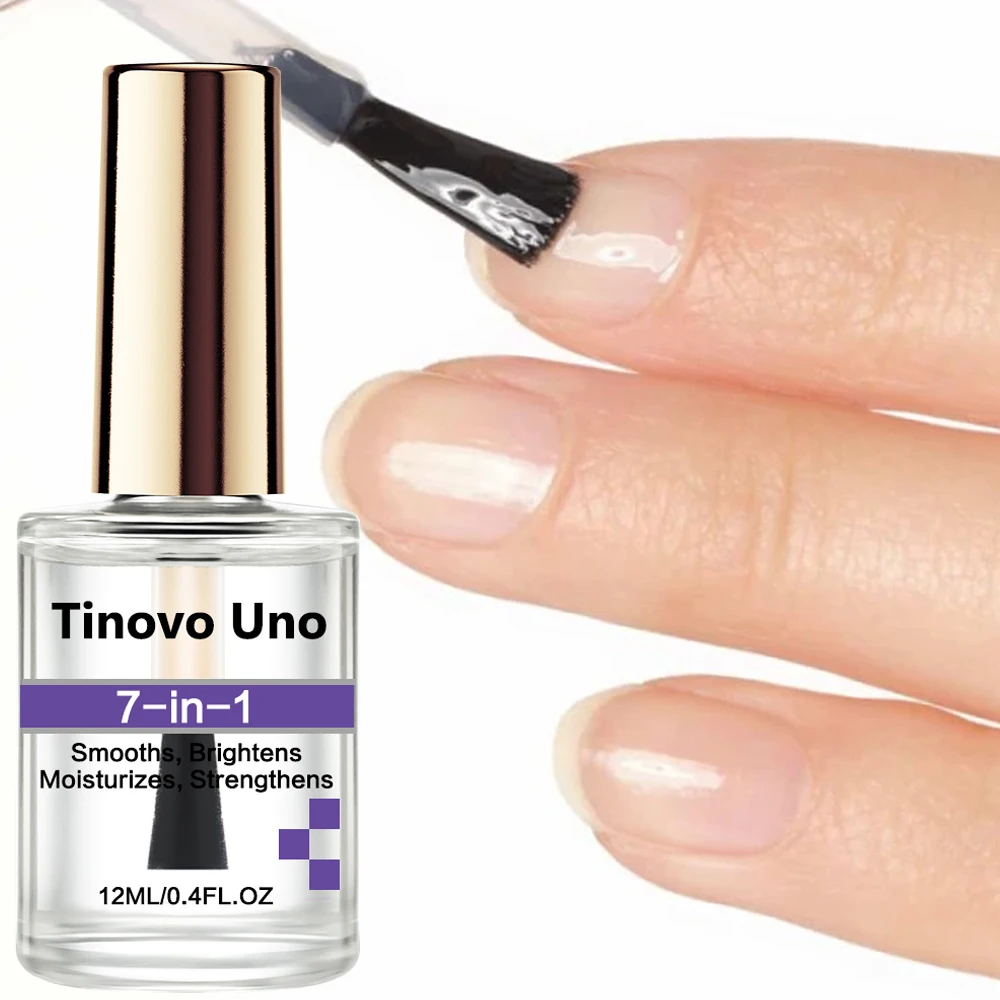 Tinovo Uno 7 IN 1 Nail Hardener Clear Normal Nail Strengthener for Damaged Thin Nails 12ML Fast Dr Super Shine Lacquer Finish