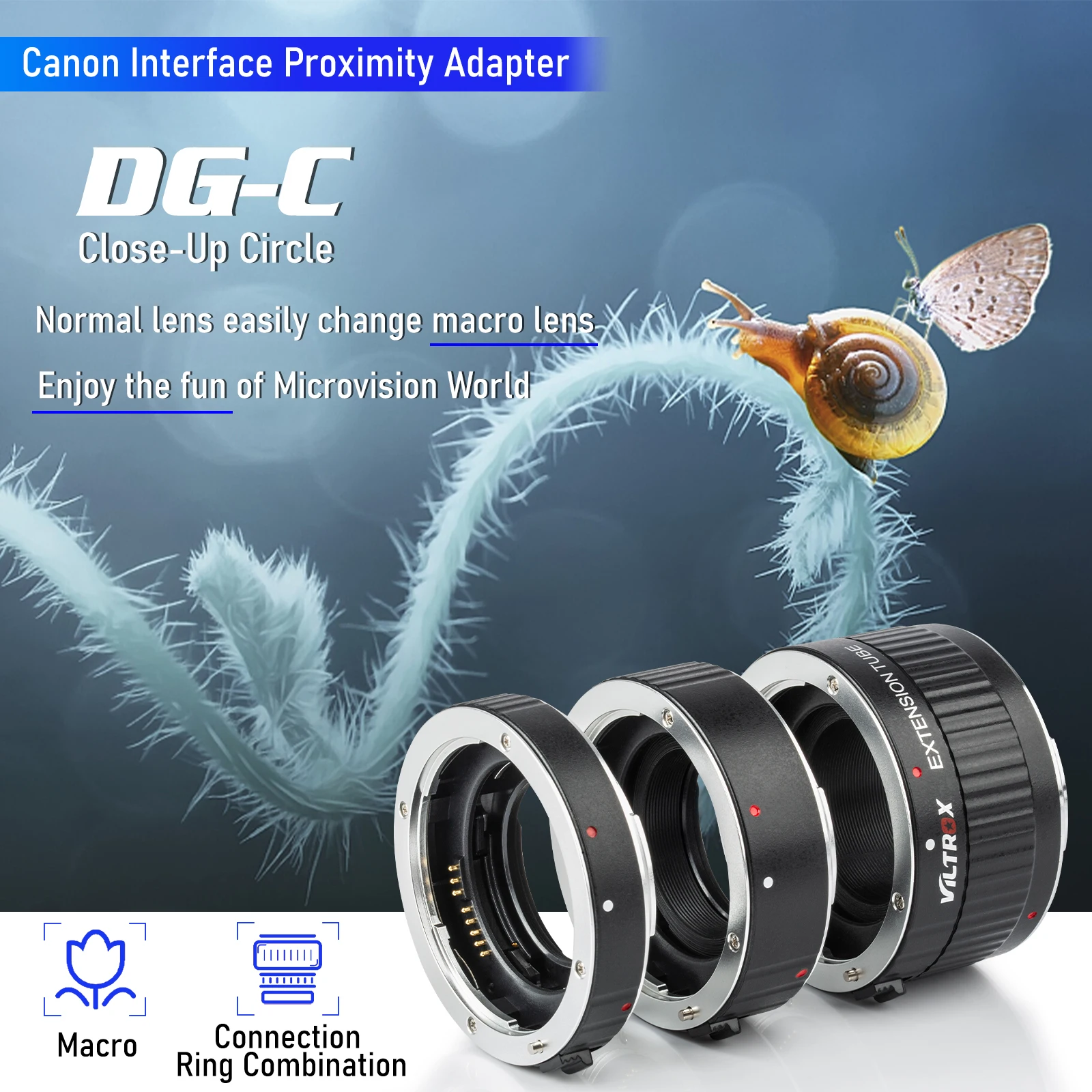 Viltrox DG-C Lens Adapter Ring Mount Auto Focus AF Macro Extension Tube for Canon EOS EF Lens DSLR camera 850D 80D 60D III 7D II