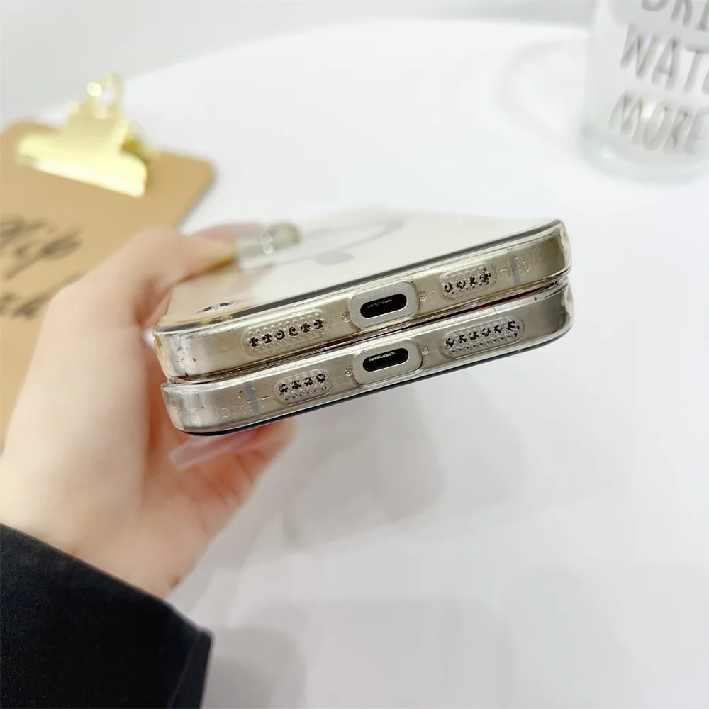 Sleek Clear Frameless Phone Case with MagSafe Compatibility and Wireless Charging Support