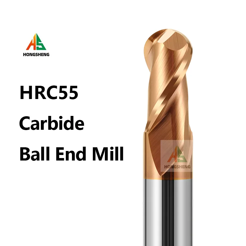 볼 노즈 알루미늄 카바이드 엔드 밀 HRC55 2 플루트 DLC 코팅 R0.5 R1 R1.5 R2 R4R3 R6 텅스텐 강철 밀링 커터 CNC 도구