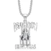Hip Hop Crystal Stereoscopic Prisoner Silver Stainless Steel Pendant Jewelry Making Necklace DEATH ROW RECORDS 2
