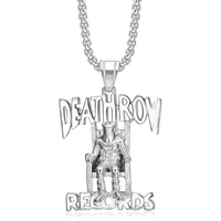 Hip Hop Crystal Stereoscopic Prisoner Silver Stainless Steel Pendant Jewelry Making Necklace DEATH ROW RECORDS 2