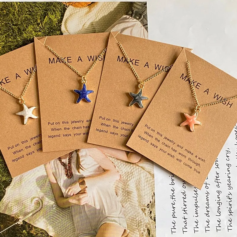 Böhmen Blau Schwarz Niedliche Seestern Anhänger Halskette Für Frauen Bunte Sommer Mode Charme Halskette Schmuck Geschenk für Freund