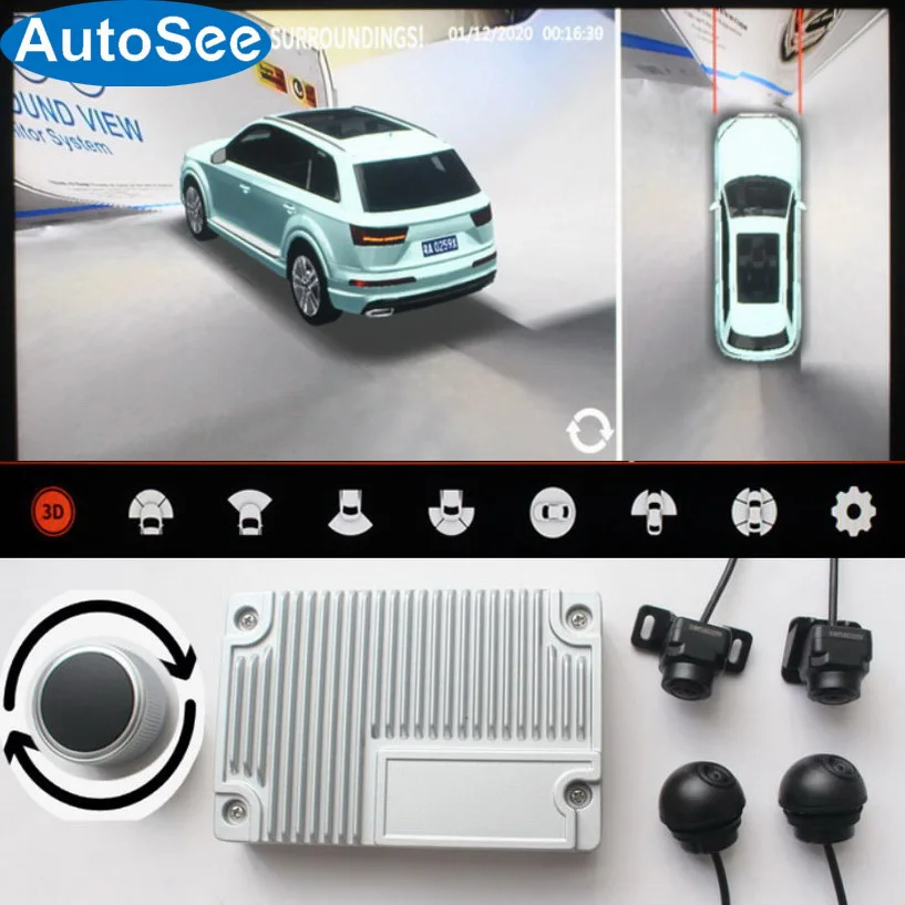 3D anahtar-kraliçe araba 360 derece kamera otomatik kuş gözü AVM Panorama  etrafında görünüm otomatik kör alan görüş sistemi sürücü geri yardımcı -  AliExpress