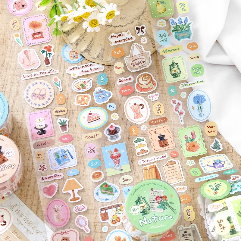 지아메이 40mm * 3m 셀프 힐링 체크리스트 시리즈 카와이 인스 데일리 라벨 다이컷 테이프 DIY 다이어리 스크랩북 에스테틱 문구류