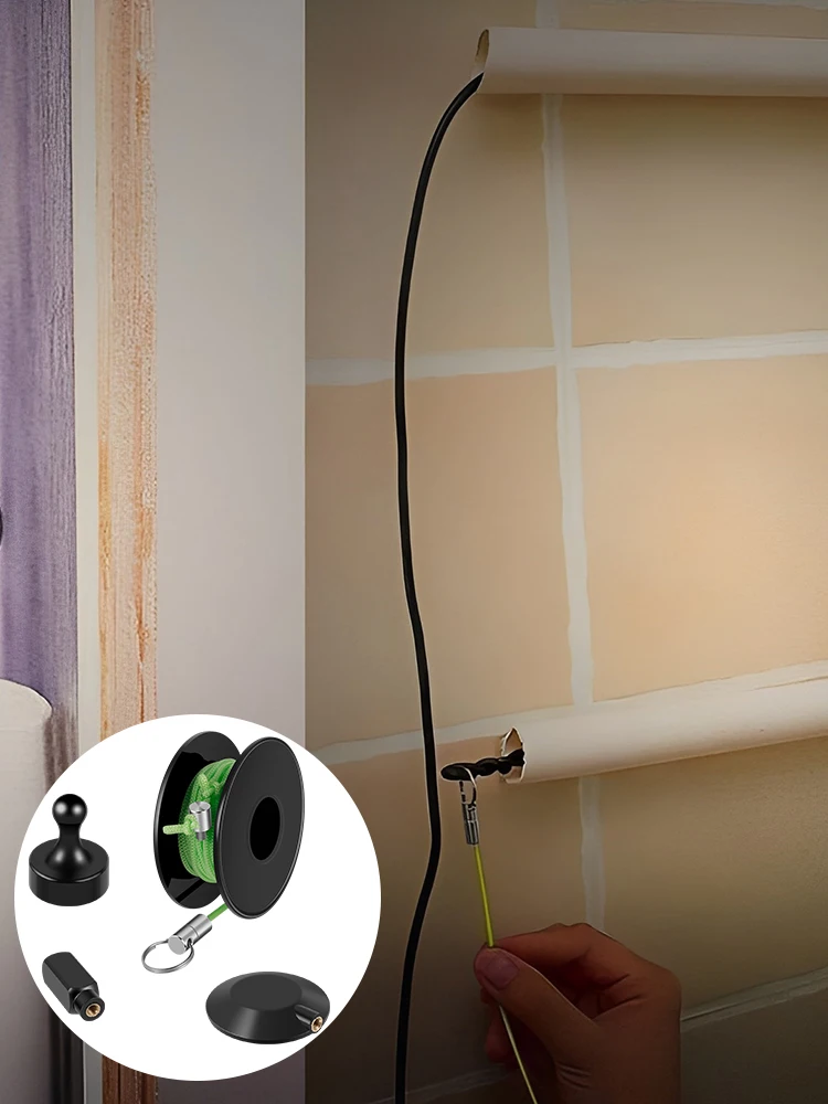 2/1 세트 케이블 풀러 자석 와이어 풀러 케이블 삽입 및 추출 도구 휴대용 케이블 가이드 풀링 시스템