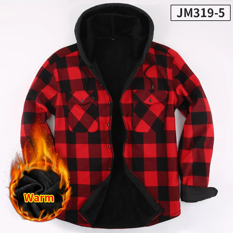 Men's Flannel Plaid Hooded Shirt - Warm and Comfortable Casual Fashion