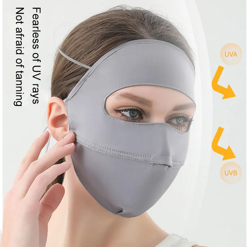Full Face UV Protective Mask Fashion Simple Solid Breathable Soft Stretch Hanging Ear Type