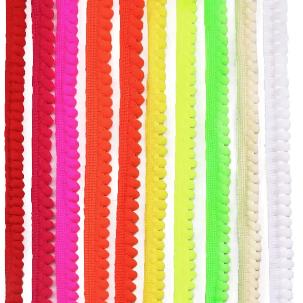 Lace Ribbon Lace Sewing Supplies Lace Sewing Accessories Pom Pom Trim Lace Decoration Lace Accessories Lace Garment Accessories 5/10Yards MINI Pom Poms Trim Lace Ribbon Color Pom Ball Fringe Trim Tassel Sewing for Home Curtain Clothes Pillow Decor
