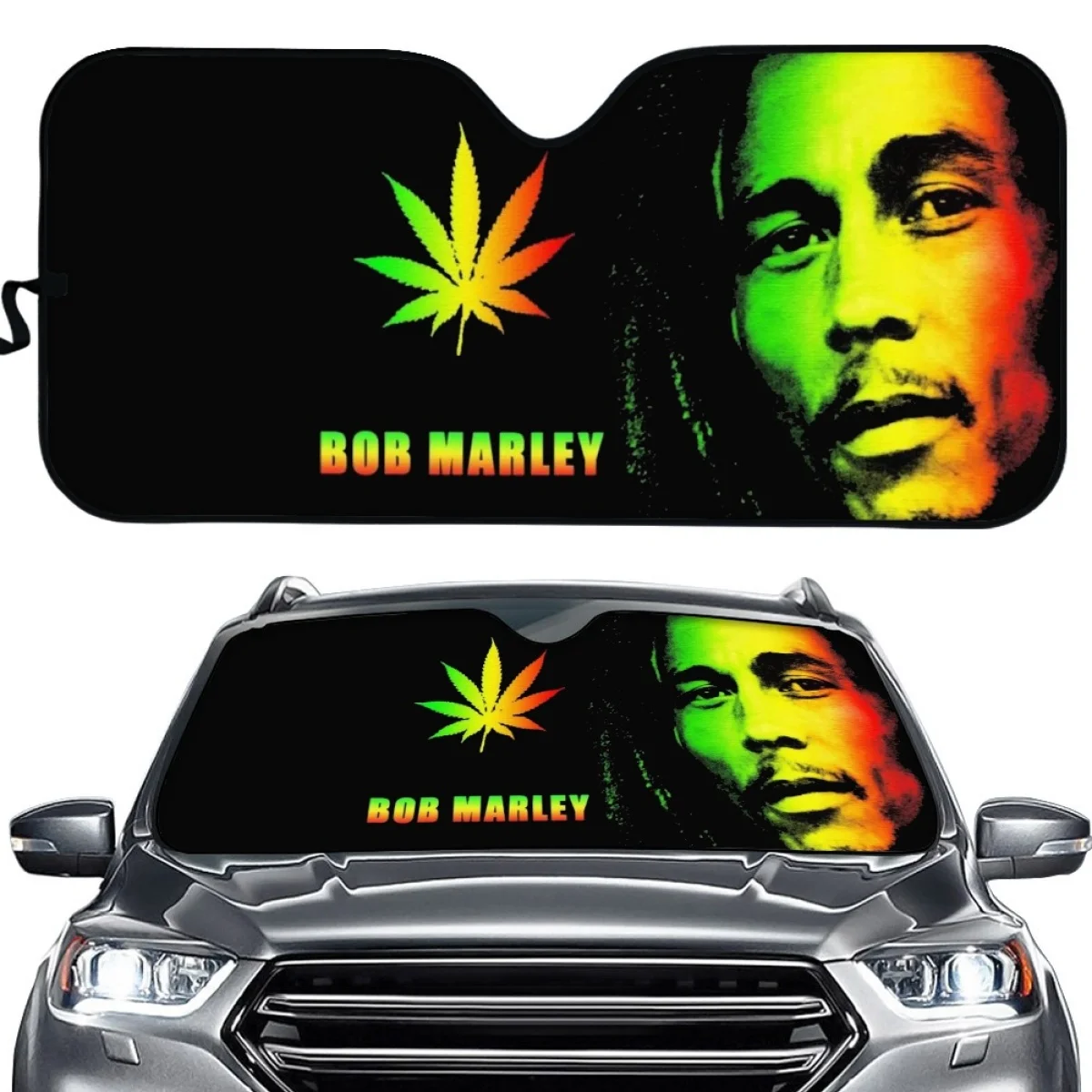 

Солнцезащитный козырек на лобовое стекло INSTANTARTS Bob Marley, солнцезащитный козырек на лобовое стекло автомобиля, солнцезащитный козырек автомобиля, листья автомобиля, защита от солнца