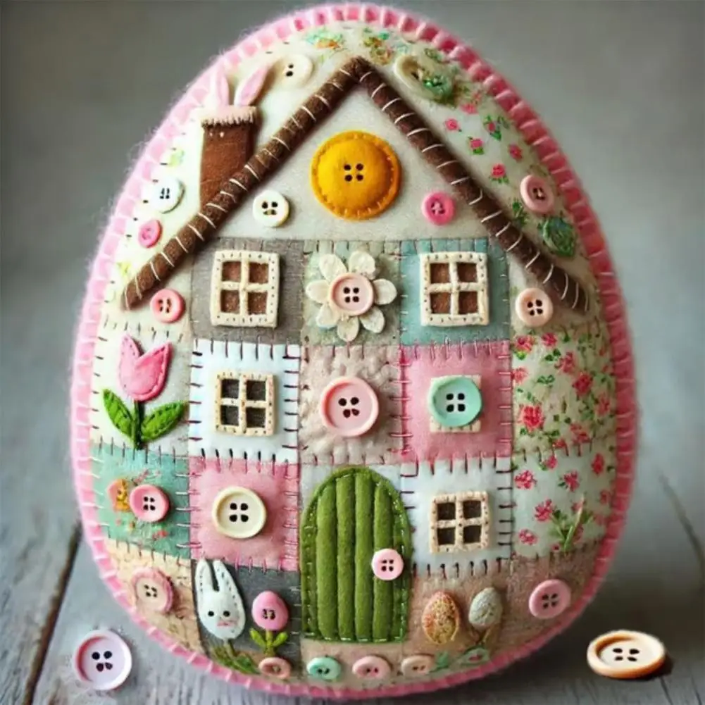 Embroidery Pattern for Felt Crafts Felted Eggs Craft Colorful Basket Fillers Creative Easter Decoration DIY Whimsical Felt Craft