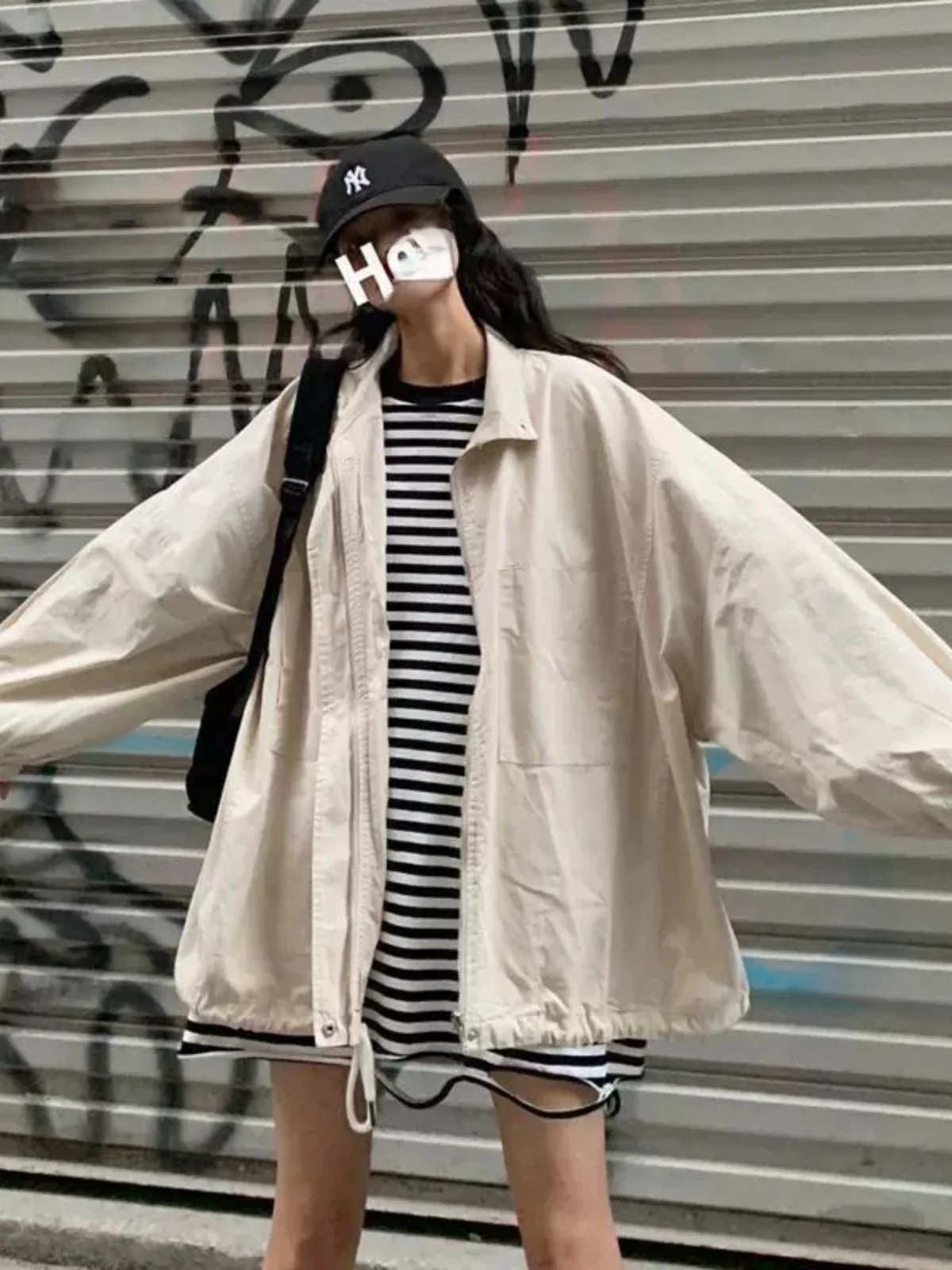 여름 새로운 힙합 학생 여성용 태양 보호 의류 자외선 차단 아메리칸 스타일 레..