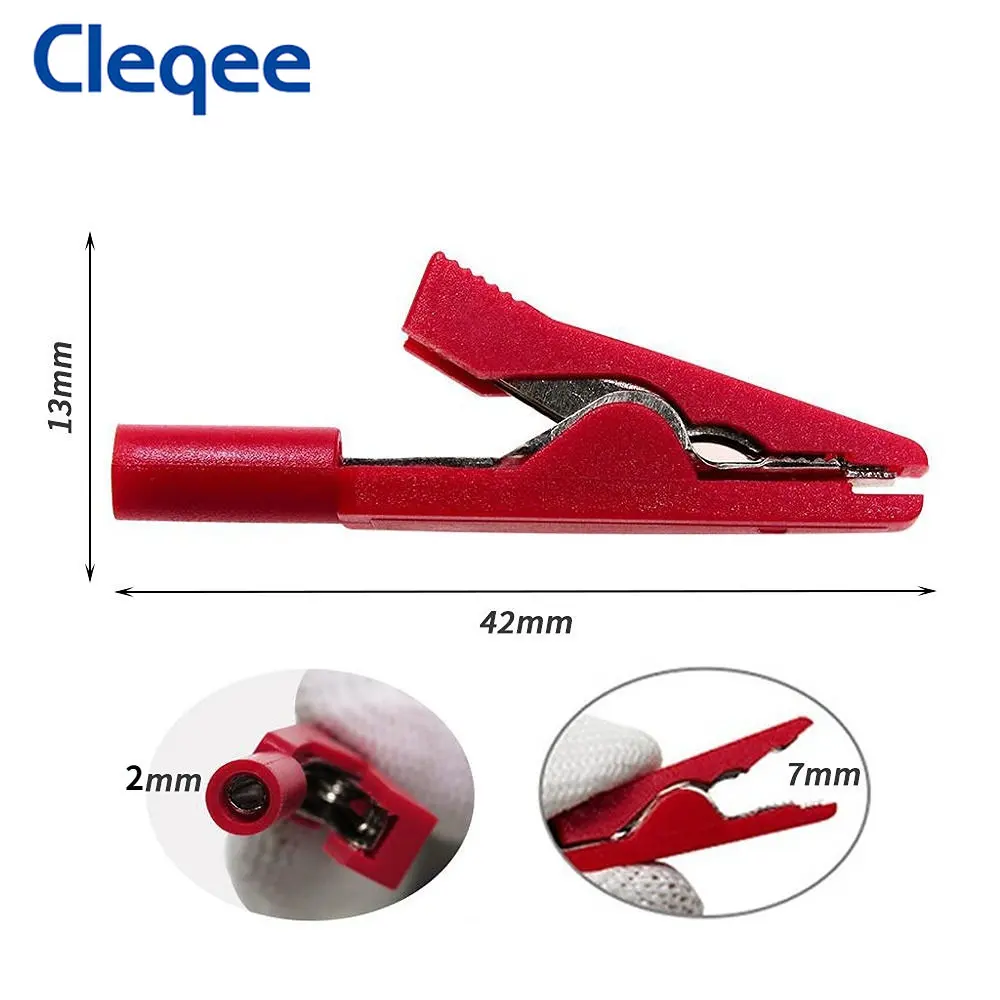 Peakelect P2009 Mini Insulated Alligator Clips with 2mm Socket Crocodile Clamp Connector 300V/10A Electrical Testing Tools