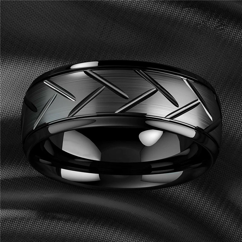 8mm Titanium Steel Rings for Men Women Groove Multi-Faceted Stainless Steel Wedding Band Jewelry-wedding rings,womens ring,couple rings,finger rings,jewelry rings,ring jewelry