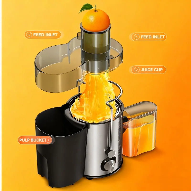 BPA-free Machine 800W Centrifugal Stainless Steel Juicer Extractor With Wide Mouth 3” Feed Chute For Fruit Vegetable_voghion.com