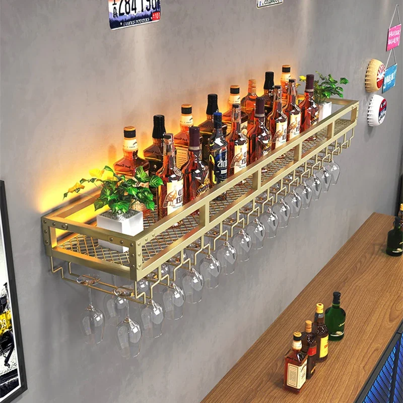 Bar Metal Wine Rack Display Wall Mounted Club Drink Cellar Wine Cabinets Commercial Restaurant Adega Barzinho Kitchen Furniture