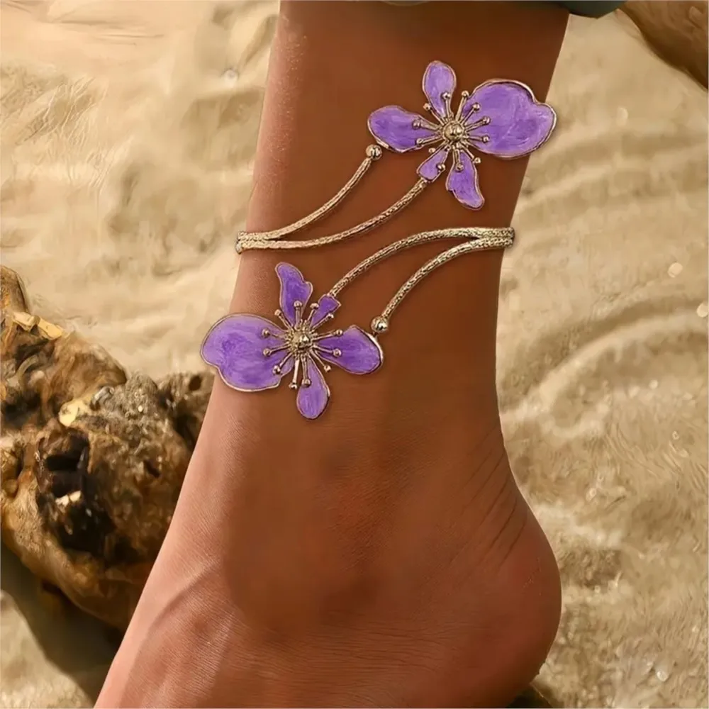 Elegant Chic Adjustable Floral Anklet for Women Fashion Summer Vocation Floral Pattern Foot Chain  Parties & Holidays Jewelry