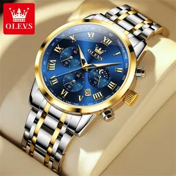 Luxury Quartz Men's Watch with Moon Phase, Chronograph, and Luminous Features (Ivory)