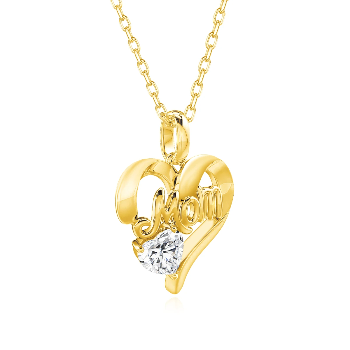 Luxury Mum Gift Real 14k Gold Heart Necklace Moissanite Diamond 1ct AU585 K Gold Pendant With Certificate Fine Jewelry pendant necklace gold necklace