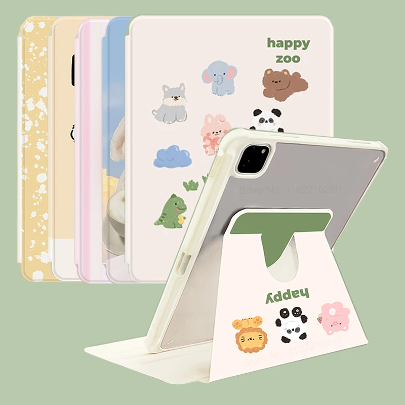 Capa Protetora para Ipad Rotação 360 Capa Animal Bonito para Crianças Porta-lápis Ipad 10.2 7th 8th 9th 9th Air Ipad 10th 10.9 Mini6