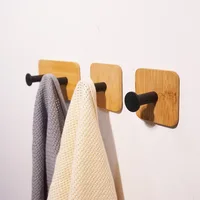 New Wall Wood Hook Decorative Coat Cloth Hanger Hook 3M Adhesive Bathroom Towel Robe Holder Rack Kitchen Gadgets Organizer Hook 1