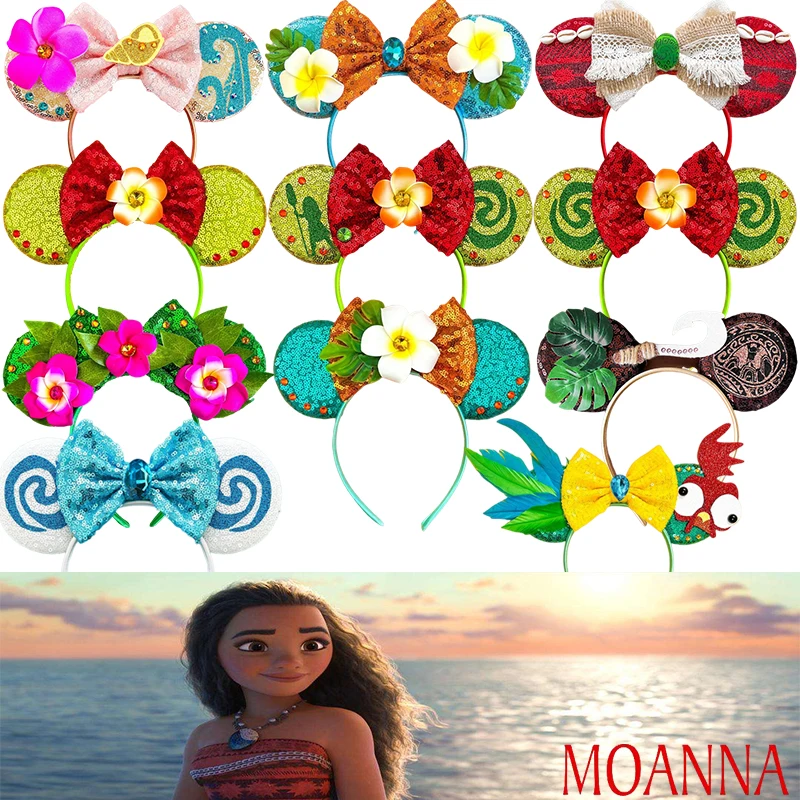 Disney Moana Hair Band For Women Chick Hei Hei Hairband Kids Spiral Conch Headband Girls Magic Hook Sequins Bow Hair Accessories chick corea