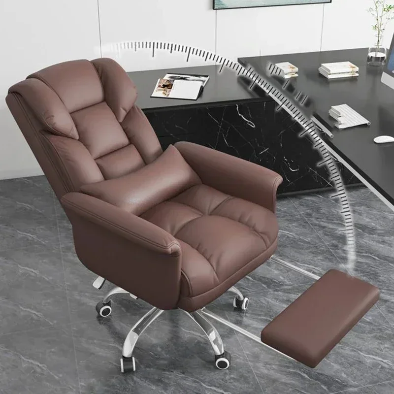 Computer Leather Training Boss Business Office Chair Fashion Back Comfortable Design Lazy Leisure Cadeiras Italian Furniture italian fashion now