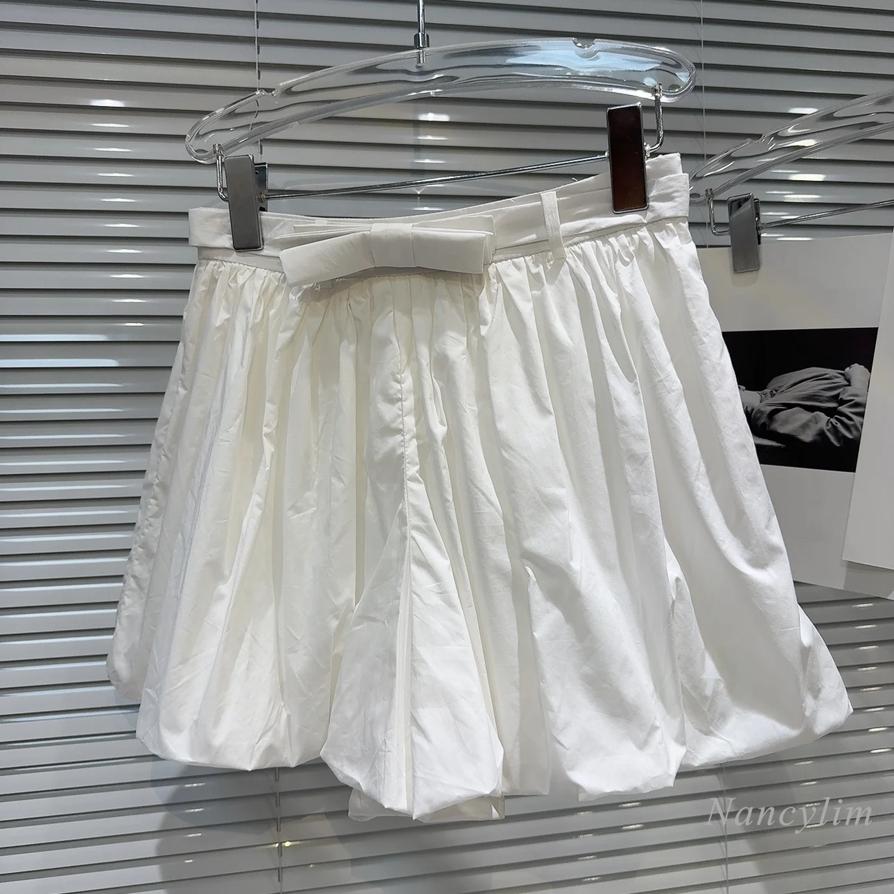 2024 Summer New Classic Style Bow Waist Pleated Design Solid Color Sweet Bud-Shaped Pants Shorts for Women White Black