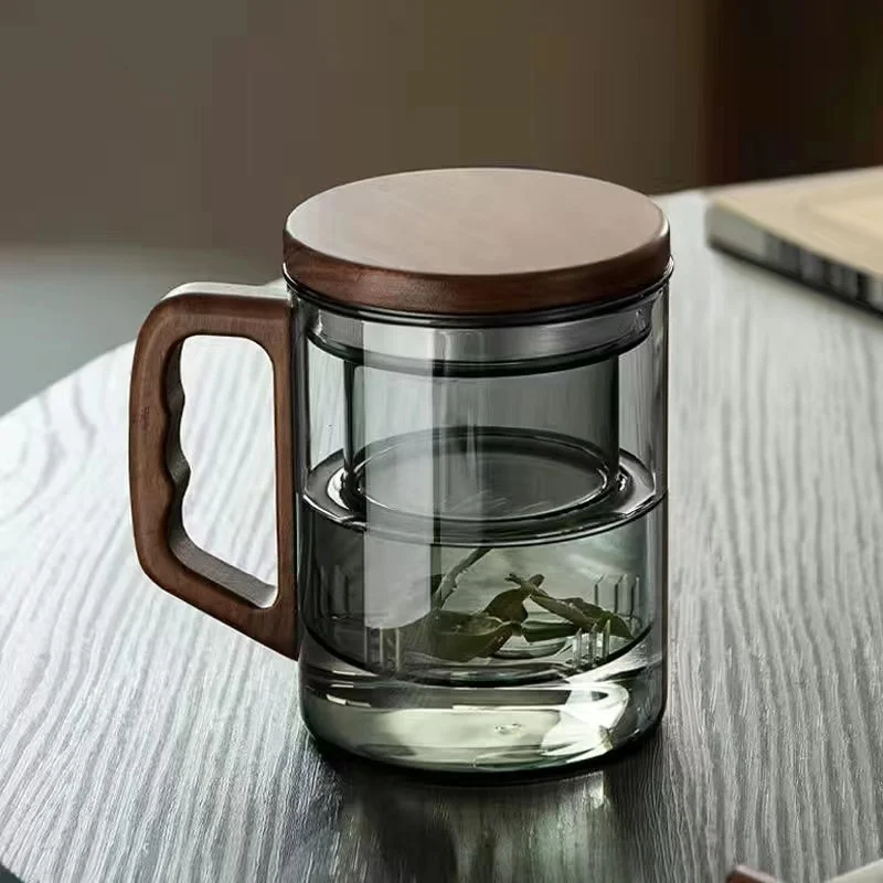 Happy Lemuro Tazza da Tè XXL Con Coperchio e Colino - 550 ml - Tazza Grande Con Filtro - Accessori per Tè (Nude