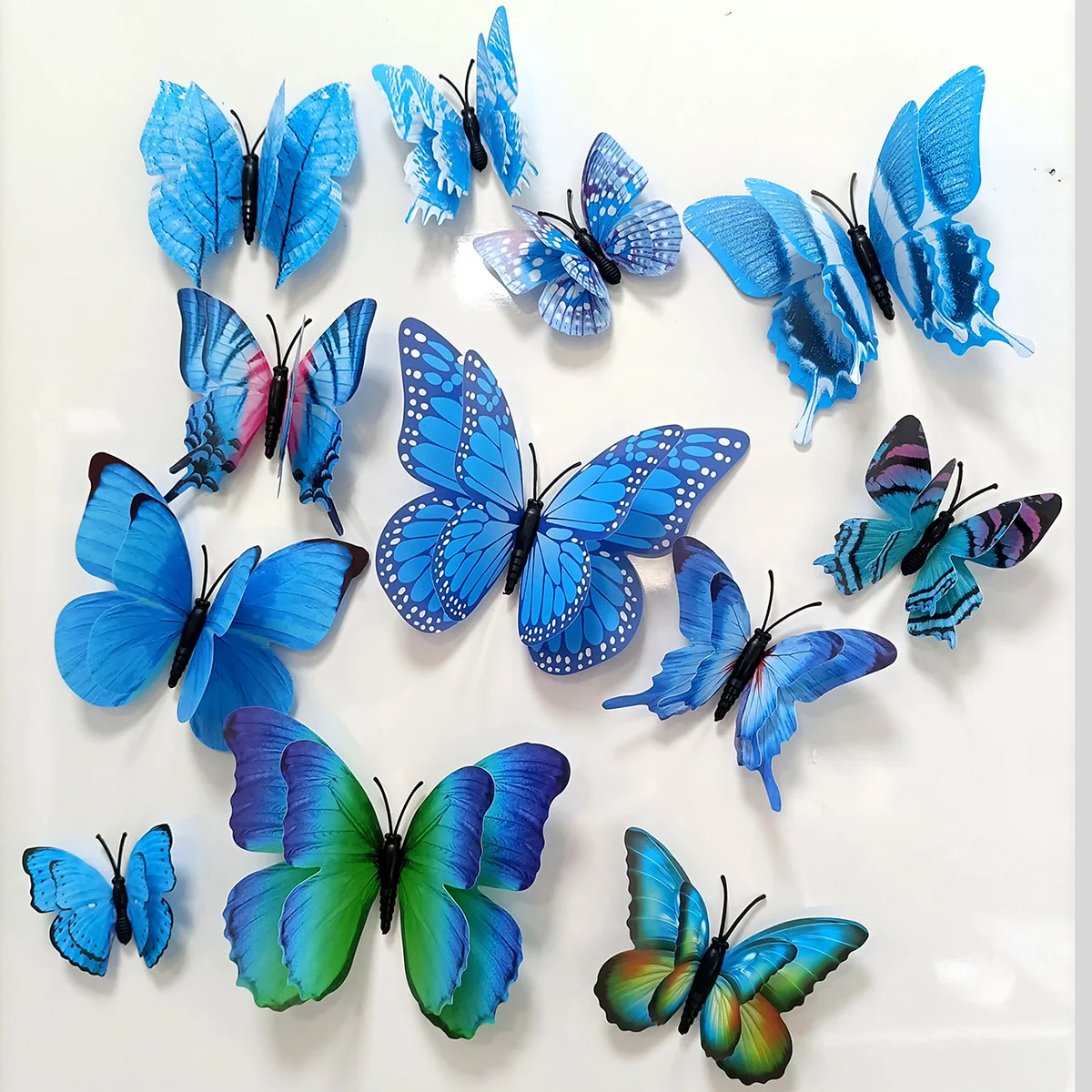 12pcs Colorful Double Layer Butterfly Wall Stickers Living Room Wedding Party Decor DIY 3D Art Magnet Wall Sticker Fridge Decals