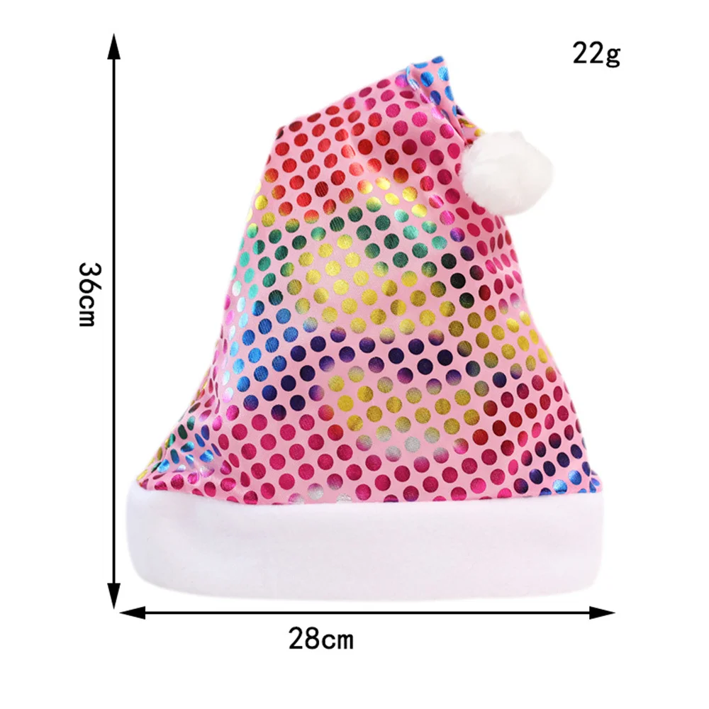 Colorful Sequins Christmas Hats Adult Kid Shiny Santa Claus Hat Fluffy Pompom Xmas Hat Home Holiday Party Decoration New