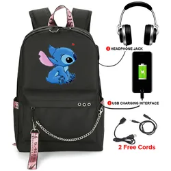 Disney Stitch Backpack Travel Bag School Bag Usb Charging Oxford Backpack Lilo and Stitch Teenagers Backpack Laptop Bag