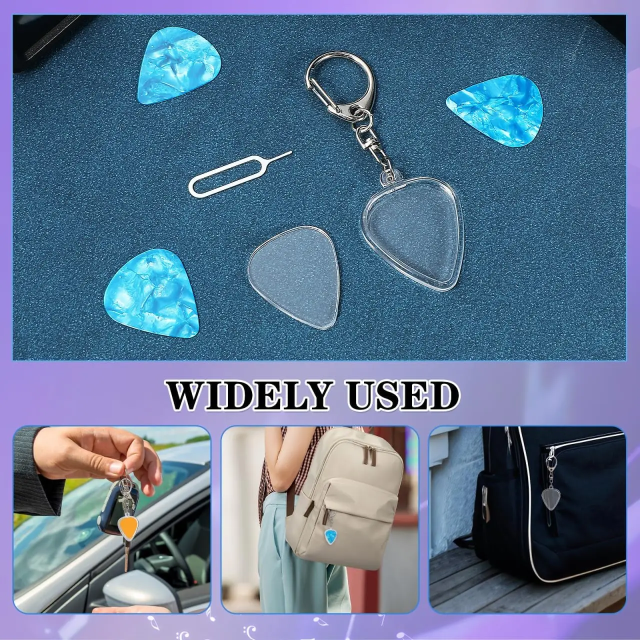 1pc Guitar Pick Holder Keychain - Heart-Shaped with Secure Lid, Durable Acrylic Guitar Pick Organizer for Musicians,Music Lovers