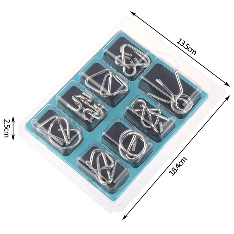 8개/세트 핫 재질 금속 퍼즐 와이어 IQ 두뇌 티저 퍼즐 스트레스 해소 장난감