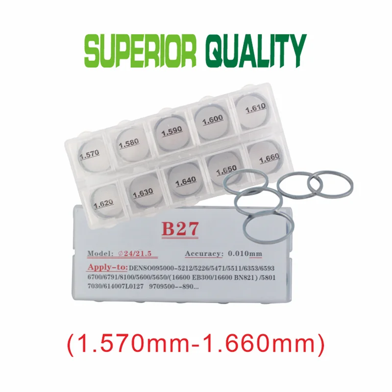 

50pcs Adjusting Shim b27 Common Rail Injector Adjustment Shim B27 Seal Gasket Washer Size: 1.57-1.66mm For DENSO Diesel Injector