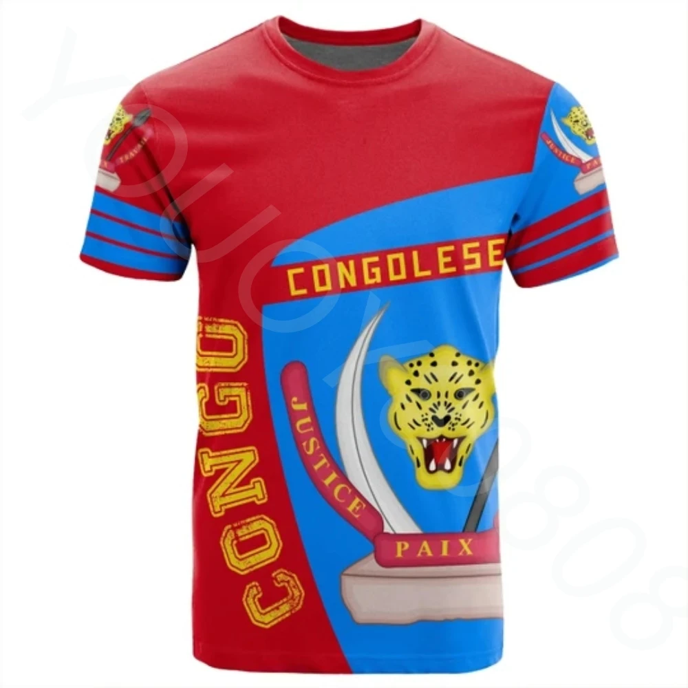 Democratic Republic of Congo Veterans Flag 3D Printed High Quality T Shirt Summer Round Neck Short Sleeve Summer Men Ladies Casu