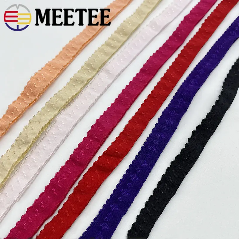 50/100M Meetee 11mm Nylon Elastic Band Double layered Edge Folding DIY