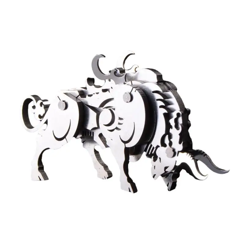 

3D Cattle Model Screw Connection Stainless Steel DIY Cattle Metal Puzzle Assembled Model Allmetal Ornament