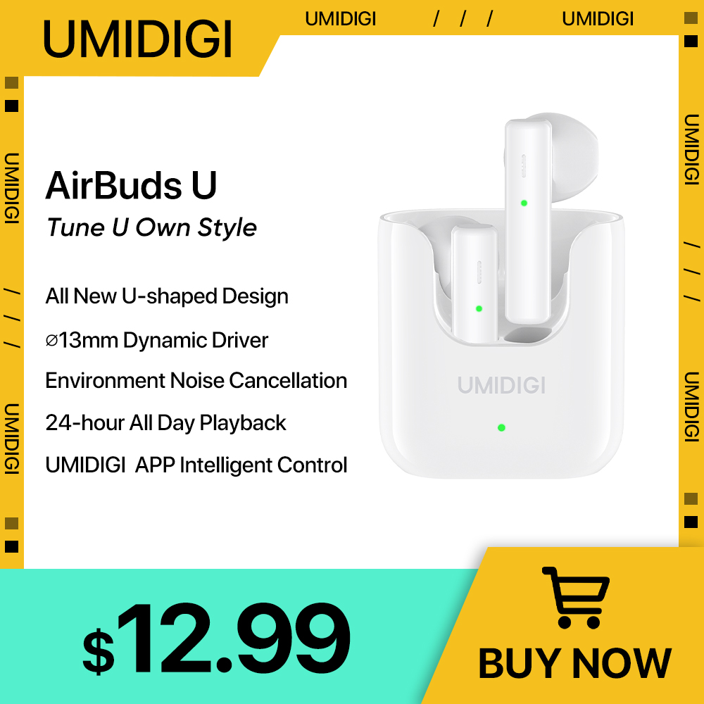 UMIDIGI AirBuds U TWS Wireless Earphones Bluetooth 5.1 ENC Sport Noise Reduction 380mAh Headsets With Microphone