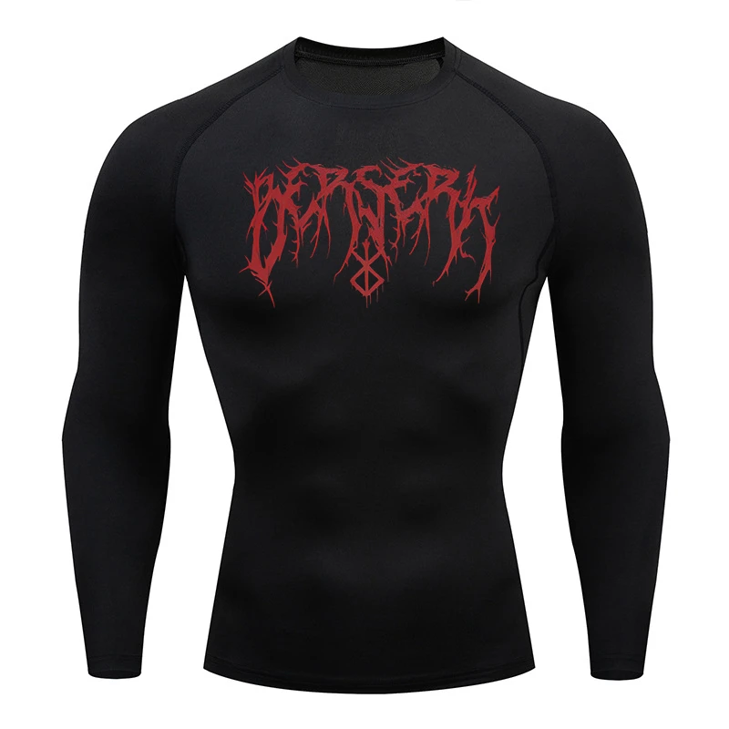 Gym Workout Rash Guard for Men Athletic Quick Dry Compression Shirts Berserk Print Tshirts Tees Tops Undershirts Baselayers