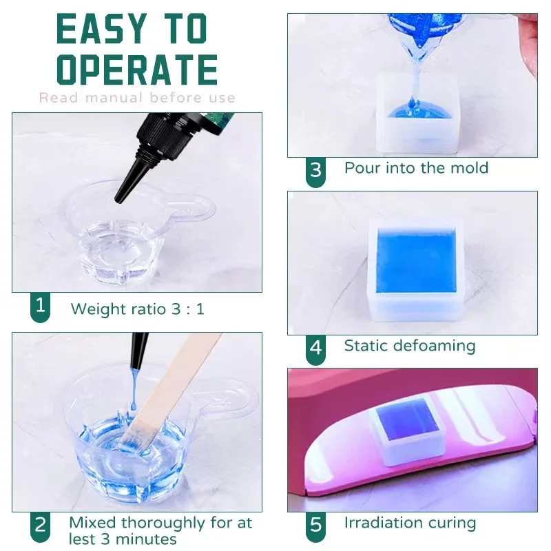UV Resin Glue 50/100/250g Hard UV Resin Adhesive UV Curing Rapid Drying Transparent Resin Epoxy DIY Jewelry Production 6w Lamp