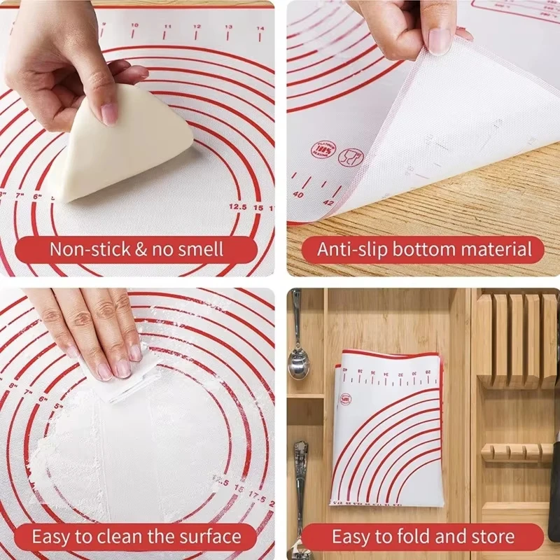 Silicone Baking Mat Kneading Pad Dough Mat Pizza Cake Dough Maker Kitchen Cooking Grill Non-Stick Gadgets Bakeware Pastry