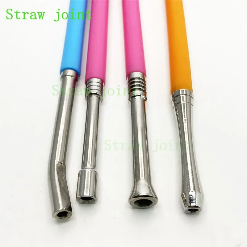 1pc 510 Random Styles Stainless Steel 65mm/70mm/76mm/86mm Long Curved Long Straight Dripper Straw Joint