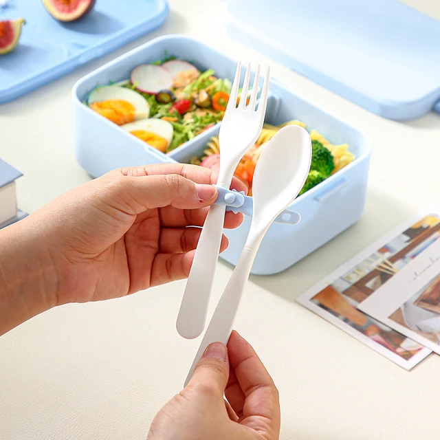 Boîte à lunch magique à double couche pour enfants, préparation de repas, camping, randonnée, extérieur, portable, Tiffin, poignée, voyage, école, boîte à bento 6