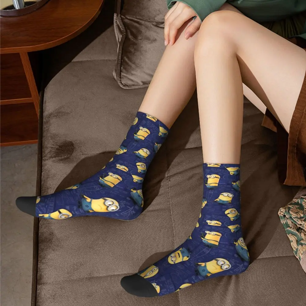 Custom Cool Print M- Minions Cartoon Socks for Women Men Stretchy Summer Autumn Winter M- Minions Bananas Crew Socks 200 S81315f583ada49b1a8035f9334e369a35